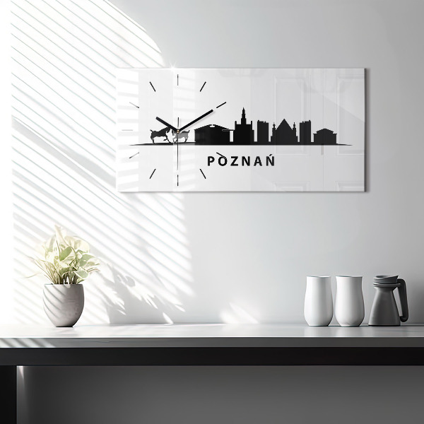 Zegar szklany poziomy Poznań panorama grafika