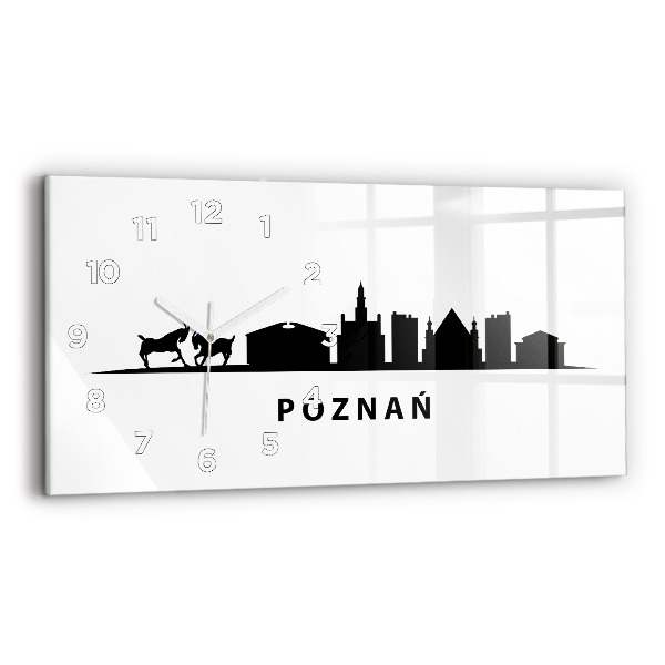 Zegar szklany poziomy Poznań panorama grafika