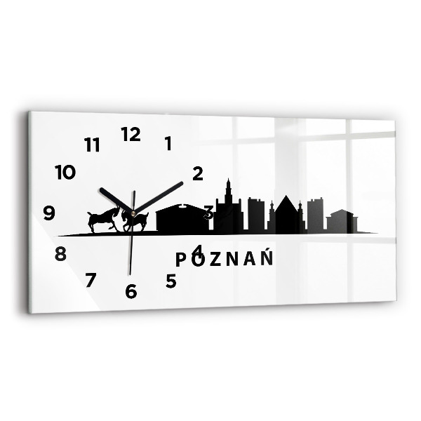 Zegar szklany poziomy Poznań panorama grafika