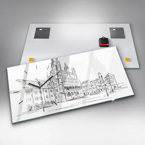 Zegar szklany poziomy Szkic starego miasta Poznań