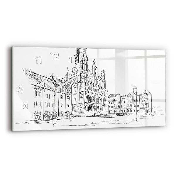 Zegar szklany poziomy Szkic starego miasta Poznań