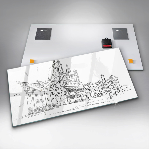 Zegar szklany poziomy Szkic starego miasta Poznań