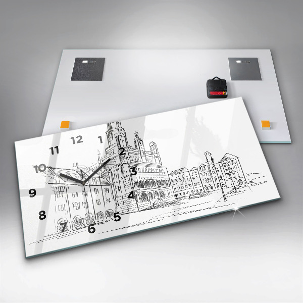 Zegar szklany poziomy Szkic starego miasta Poznań