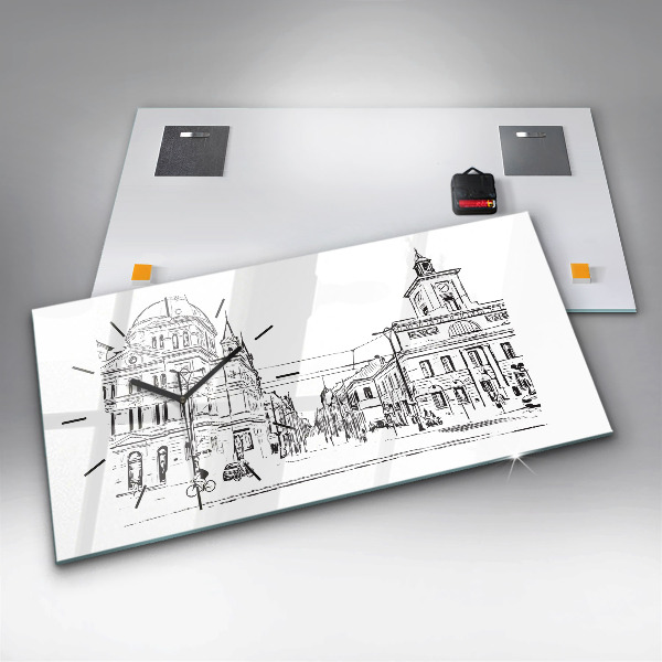 Zegar szklany poziomy Ilustracja miasta Poznań