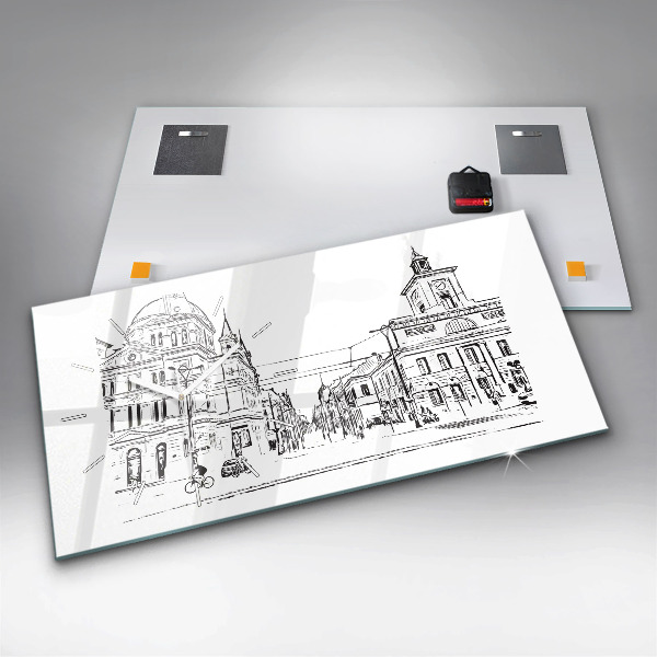 Zegar szklany poziomy Ilustracja miasta Poznań