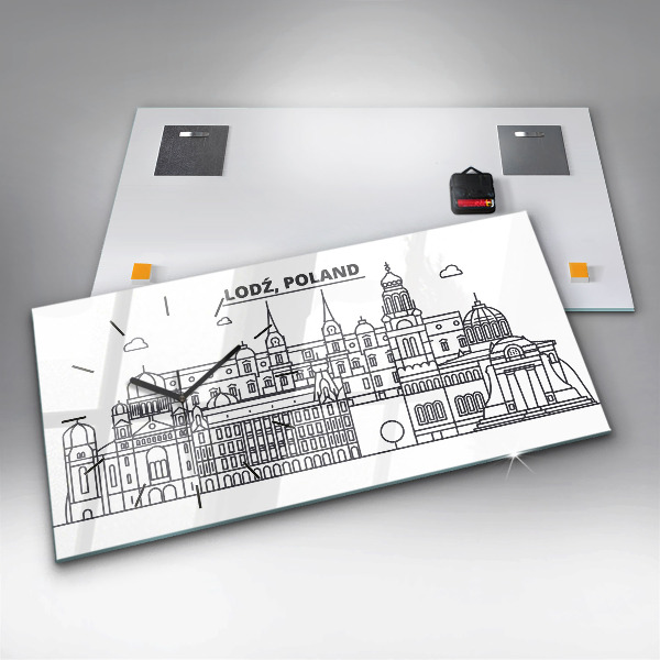 Zegar ścienny poziomy Łódź architektura panorama