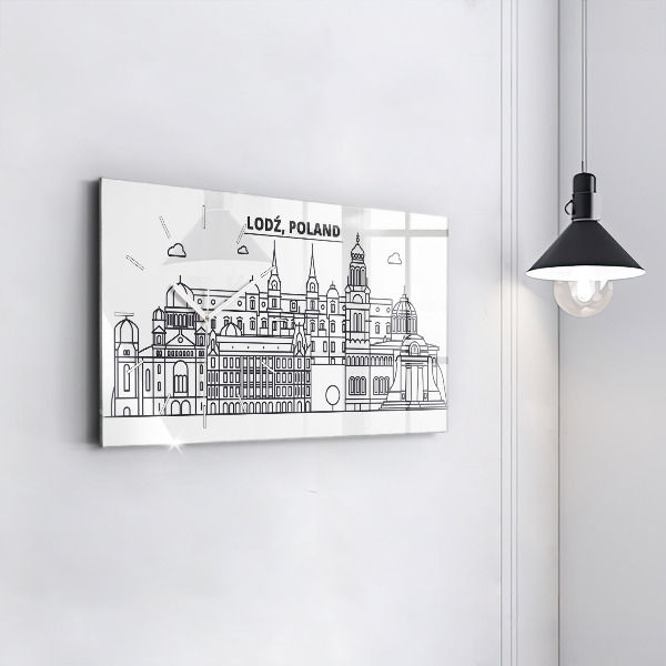 Zegar ścienny poziomy Łódź architektura panorama