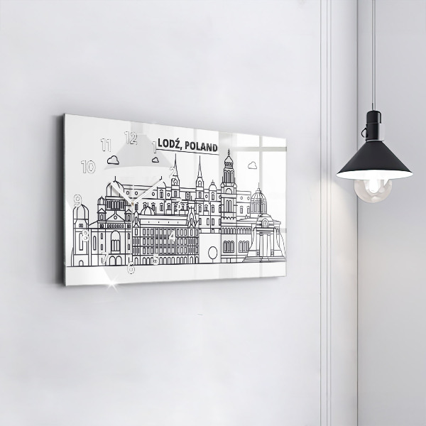 Zegar ścienny poziomy Łódź architektura panorama