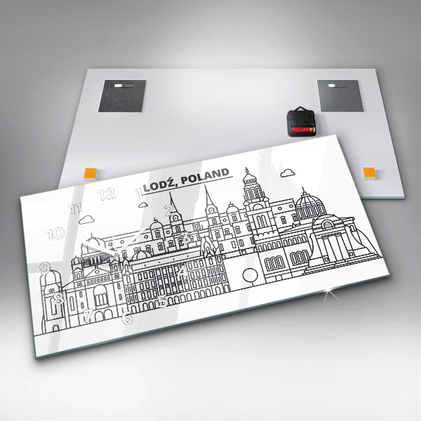 Zegar ścienny poziomy Łódź architektura panorama