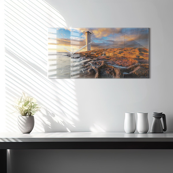 Zegar ścienny poziomy Latarnia i morze Bałtyckie