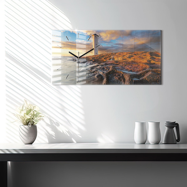 Zegar ścienny poziomy Latarnia i morze Bałtyckie