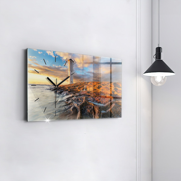 Zegar ścienny poziomy Latarnia i morze Bałtyckie