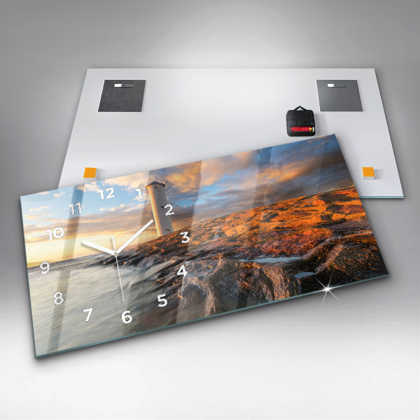 Zegar ścienny poziomy Latarnia i morze Bałtyckie