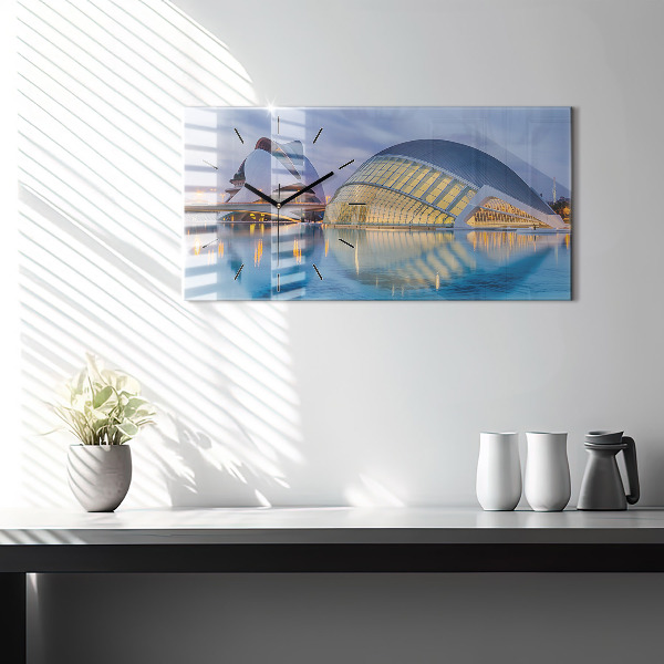 Zegar poziomy Miasto zachód słońca