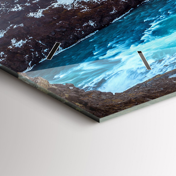 Zegar ścienny poziomy Wodospad Gullfoss na Islandii