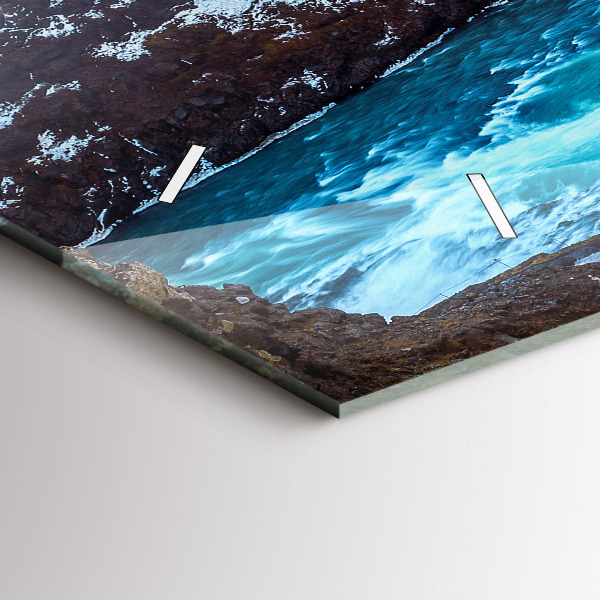 Zegar ścienny poziomy Wodospad Gullfoss na Islandii