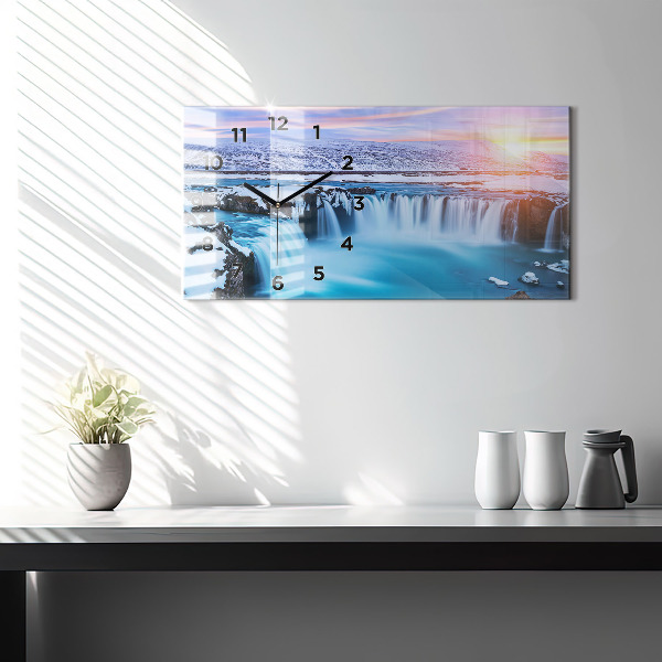 Zegar ścienny poziomy Wodospad Godafoss Islandia