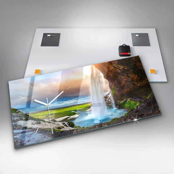 Zegar ścienny poziomy Wodospad w Islandii