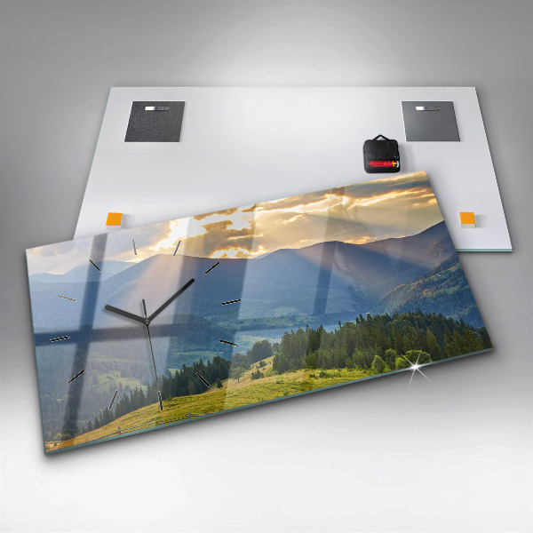 Zegar ścienny poziomy Krajobraz z lasami