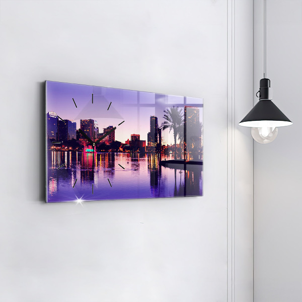 Zegar ścienny poziomy Orlando panorama miasta