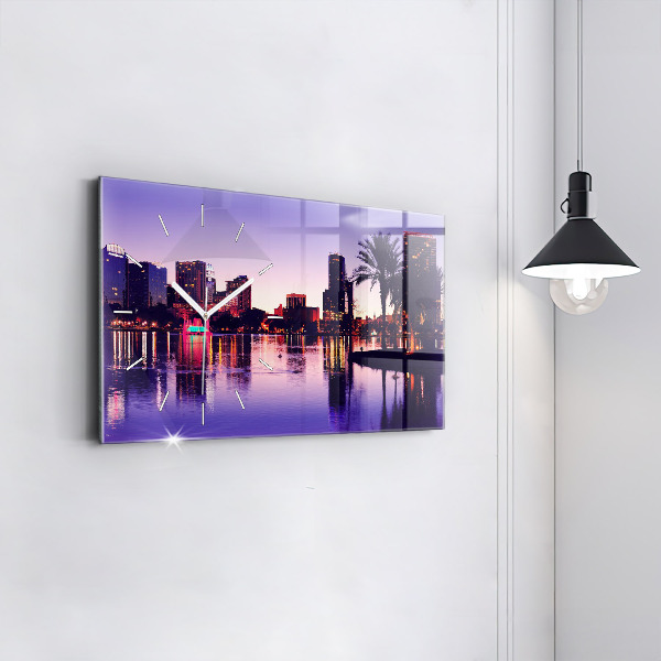 Zegar ścienny poziomy Orlando panorama miasta