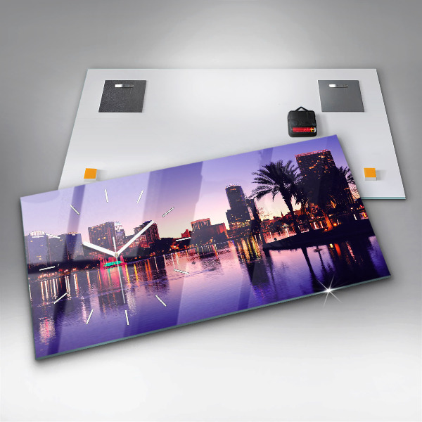 Zegar ścienny poziomy Orlando panorama miasta