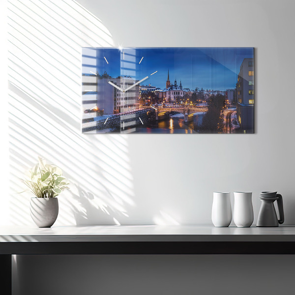 Zegar ścienny poziomy Panorama miasta Pilzno