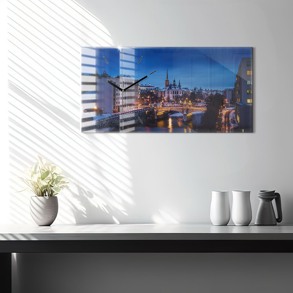 Zegar ścienny poziomy Panorama miasta Pilzno