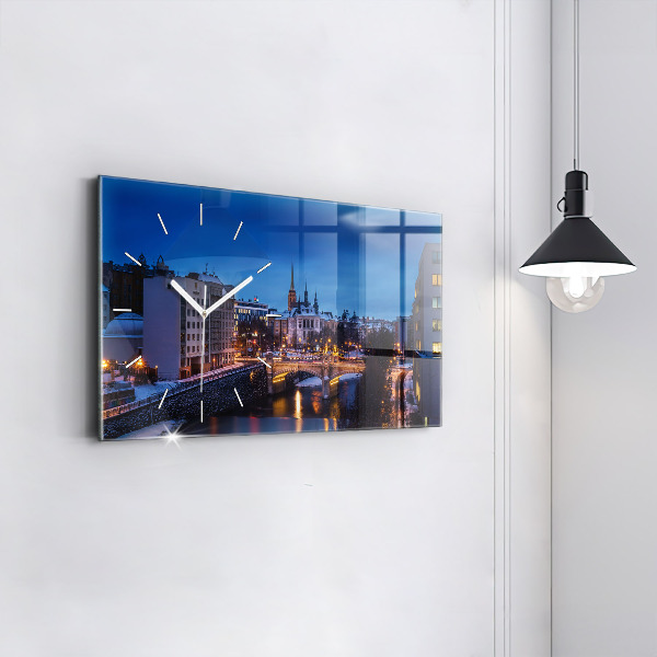 Zegar ścienny poziomy Panorama miasta Pilzno