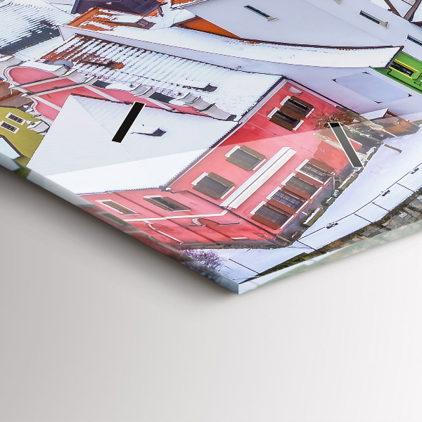 Zegar szklany poziomy Panorama miasta w zimie