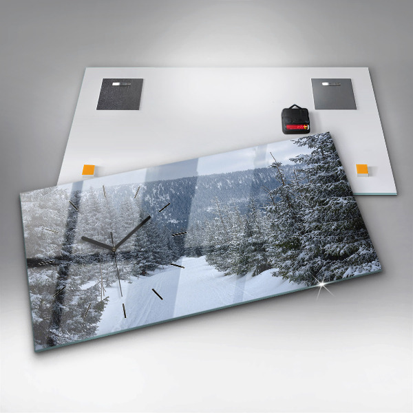 Zegar szklany poziomy Czeskie Karkonosze w zimie