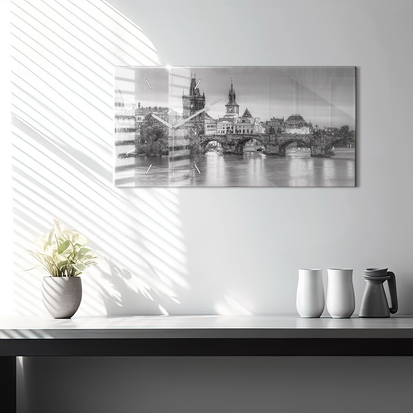 Zegar ścienny poziomy Widok na Most Karola Praga