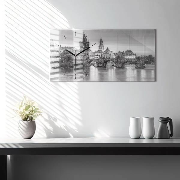 Zegar ścienny poziomy Widok na Most Karola Praga