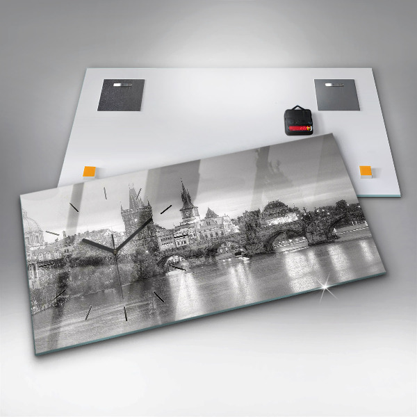 Zegar ścienny poziomy Widok na Most Karola Praga