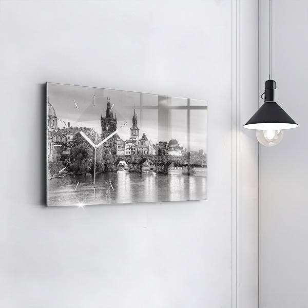 Zegar ścienny poziomy Widok na Most Karola Praga