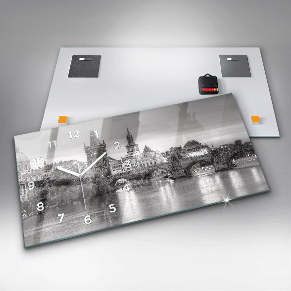 Zegar ścienny poziomy Widok na Most Karola Praga