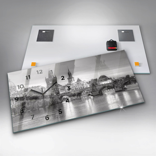 Zegar ścienny poziomy Widok na Most Karola Praga