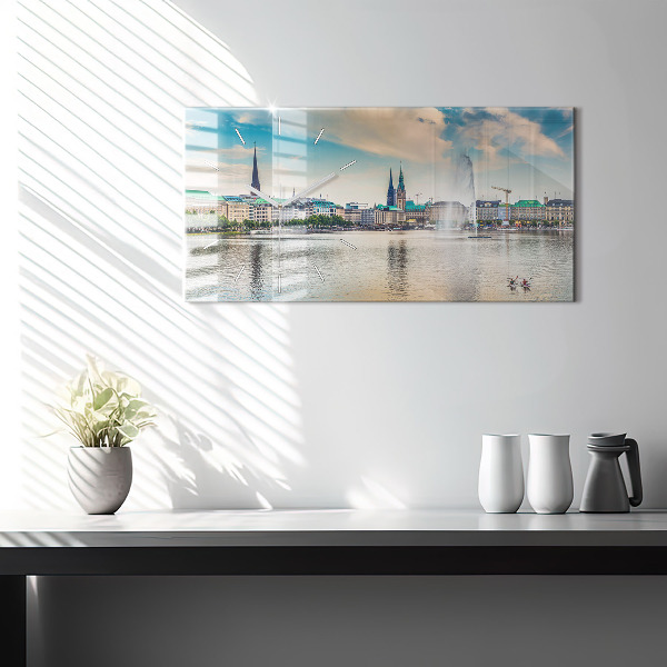 Zegar ścienny poziomy Binnenalster w Hamburgu