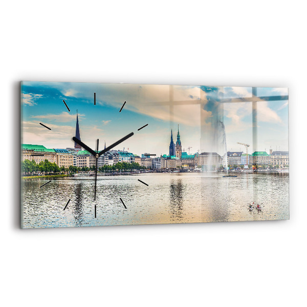 Zegar ścienny poziomy Binnenalster w Hamburgu