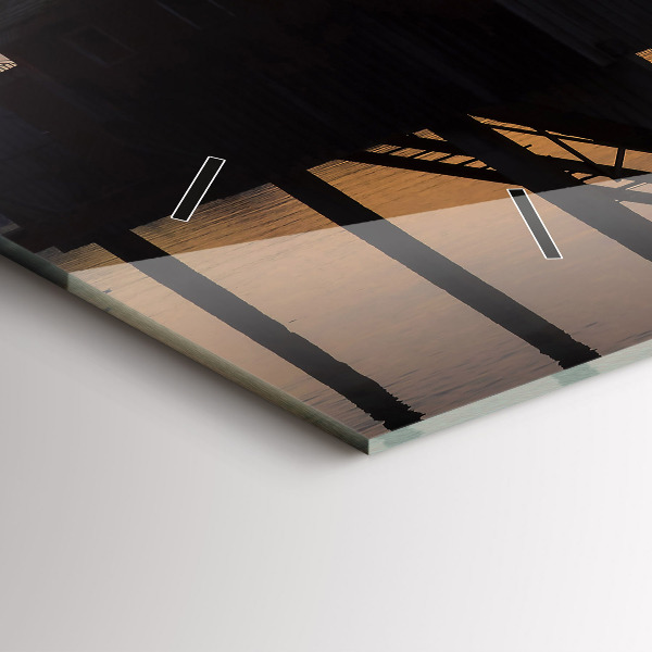 Zegar szklany poziomy Zachód słońca nad jeziorem