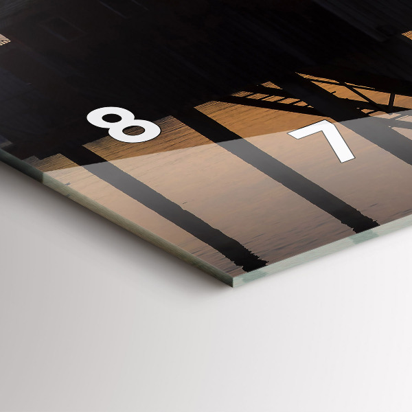 Zegar szklany poziomy Zachód słońca nad jeziorem