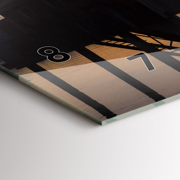 Zegar szklany poziomy Zachód słońca nad jeziorem