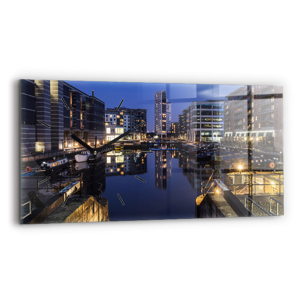 Zegar ścienny poziomy Miasto oświetlone nocą