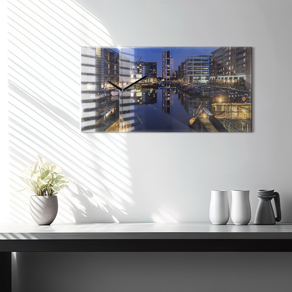 Zegar ścienny poziomy Miasto oświetlone nocą