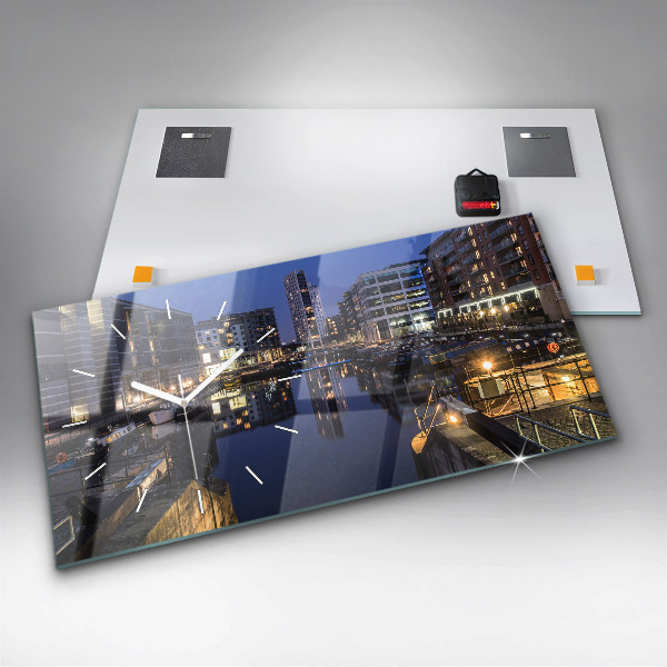 Zegar ścienny poziomy Miasto oświetlone nocą