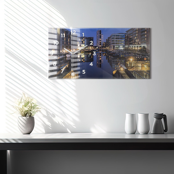 Zegar ścienny poziomy Miasto oświetlone nocą