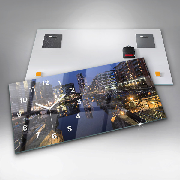 Zegar ścienny poziomy Miasto oświetlone nocą