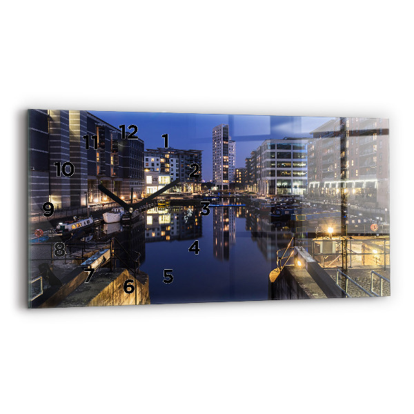 Zegar ścienny poziomy Miasto oświetlone nocą