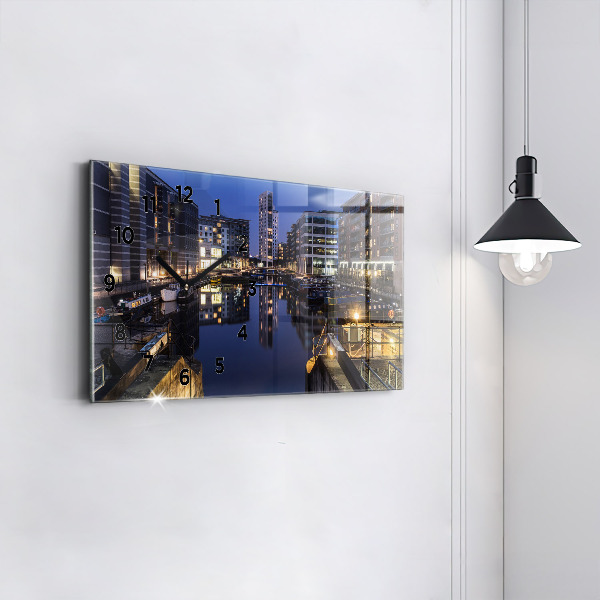 Zegar ścienny poziomy Miasto oświetlone nocą