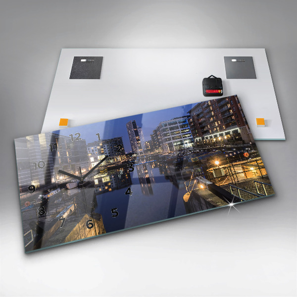 Zegar ścienny poziomy Miasto oświetlone nocą